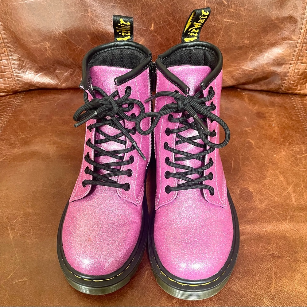 Dr.Martens Iconic 1460 Sparkly Color-Shifting Glitter Junior Boots In Pink Color - Picture 10 of 14